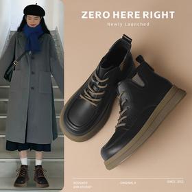 ZHR则则马丁靴女2024新款秋冬厚底英伦短靴子圆头平底百搭ins女靴