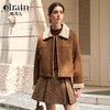 OLrain欧芮儿法式咖色皮草外套女冬季2024年新款翻领皮毛一体上衣 商品缩略图0