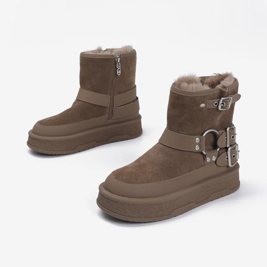 伊伴冬季女靴潮流舒适女鞋加绒棉鞋B24704901 商品图6