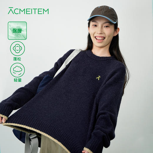 【品牌直发-超值秒杀】ACMEITEM爱棵米 户外情侣保暖圆领毛衣宽松柔软绣花毛衫男女GAF3200205G 商品图0