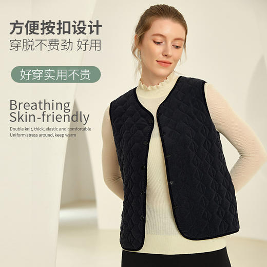 【防寒加绒坎肩，加绒绗棉面料，亲肤舒适，保暖蓄热】秋冬户外保暖背心 男女士马甲 加绒坎肩护背护肩 周中老年防寒加厚背心-QQ 商品图1