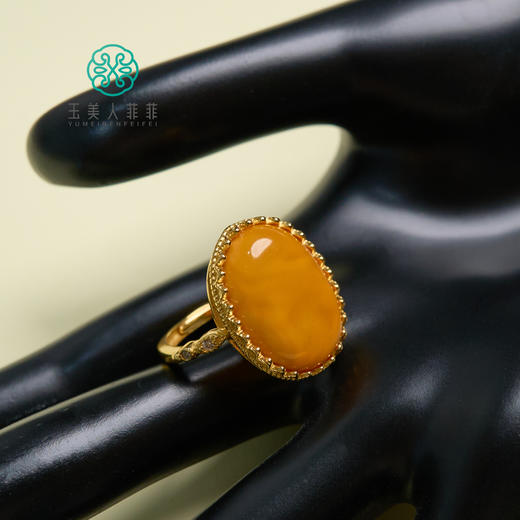 S925蜜蜡戒指-包边蛋面戒指约20*15 商品图0