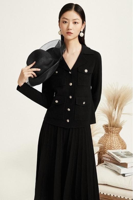 Le Malene 优雅V领外套百褶半裙针织套装 17384 商品图2