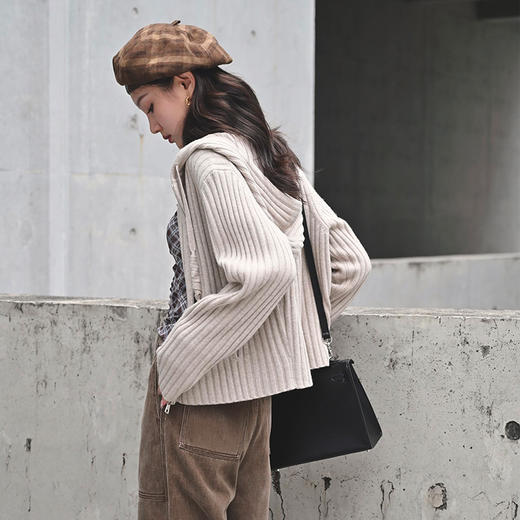 【顺丰包邮】12330 洛诗琳高定100羊毛显瘦韩系连帽针织开衫外套583 商品图3