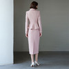 IWY/韩版名媛范套装女厚款小立领短外套冬毛呢粉色中长款套裙CS2092 商品缩略图3
