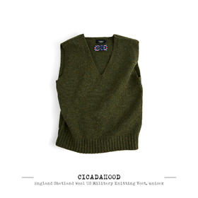 Cicadahood英国进口设得兰羊毛美式军事风V领套头背心 无性别