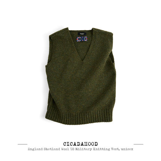 Cicadahood英国进口设得兰羊毛美式军事风V领套头背心 无性别 商品图0