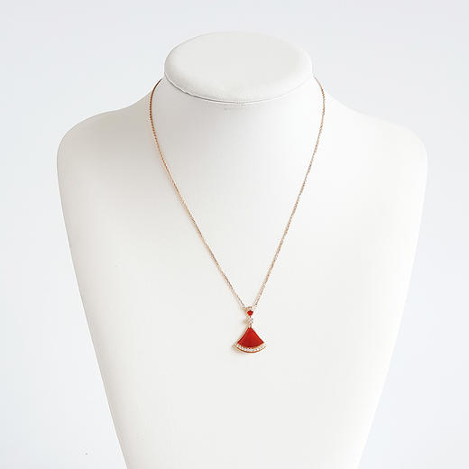 【95新】BVLGARI宝格丽DIVAS’ DREAM系列356437大号玫瑰金镶钻红玉髓扇子项链女士181024JJ05 现售价：23500 商品图9