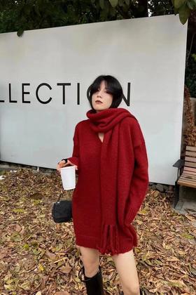 LNNNS 圣诞休闲围脖针织连衣裙 17396