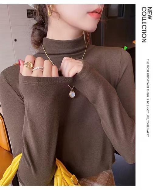 [买一送一]“万能百搭”超暖绒【王炸爆款】高弹超软半高领磨毛拉绒打底衫6608-喜出 商品图1