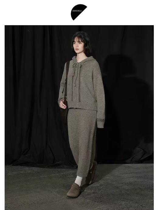 半圆/D24310399/慵懒文艺彩纱羊毛混纺针织开衫 商品图0