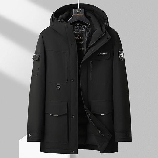 【特大码】【可拆卸帽】【新款DBW】大依优型大码工装羽绒服鸭绒外套领口加绒休闲胖子大码男休闲宽松加肥加大上衣 商品图1