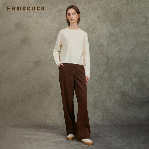 Famecoco范可儿通勤针织打底宽松*山水提花上衣FAC6DB004 商品图2