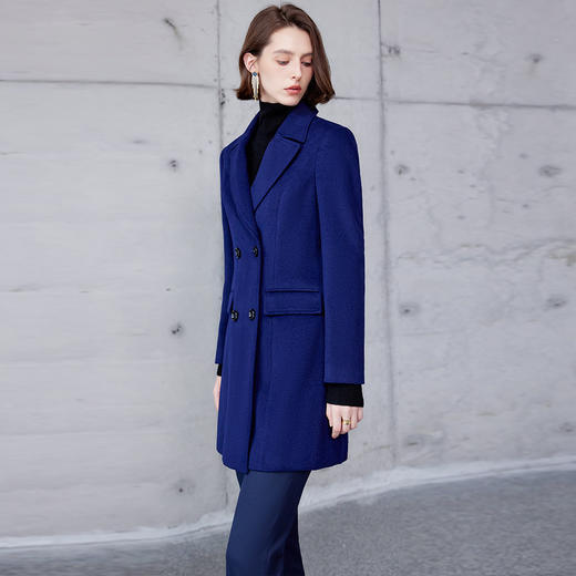 IWY/宝蓝中长款大衣女气质修身羊毛外套售楼部物业ND9021 商品图3