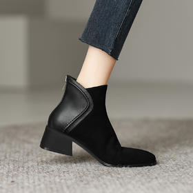 品质好货 | Safiya/索菲娅2024秋冬复古尖头反绒低跟英伦风短靴 SF44118712