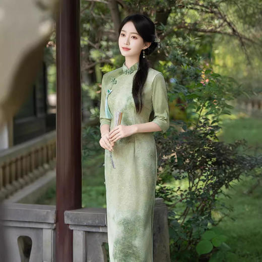 ZAYS-221秋新款改良气质扎染旗袍日常修身时尚年轻新中式旗袍 商品图3