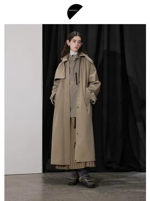半圆/D24401479/连帽长款软壳风衣 商品图0