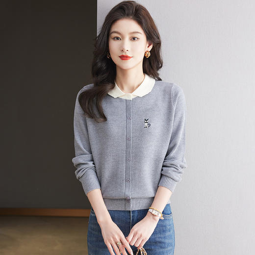 CC-27-24135娃娃领短款毛衣女秋冬减龄羊毛针织衫新款百搭宽松配裙子打底上衣 商品图2