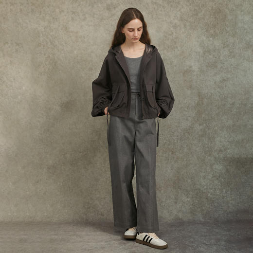 Famecoco范可儿上衣外套纯棉短款休闲宽松连帽外套FAC6AB002 商品图4