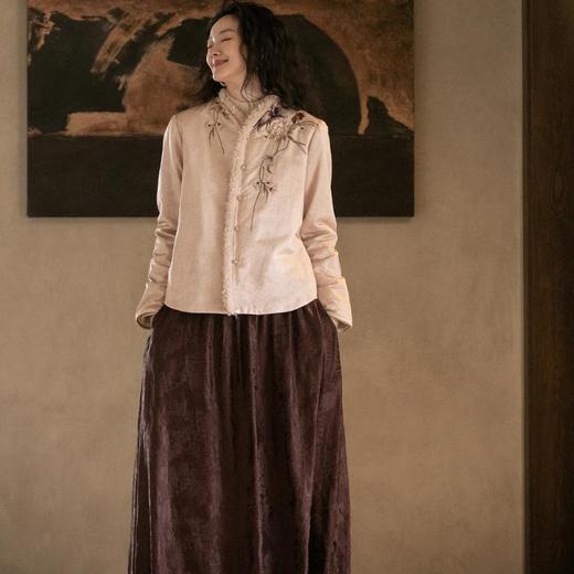 牧衣游原创 丝棉手工刺绣棉服外套女新款炒色文艺棉衣薄款 春山茂 商品图3