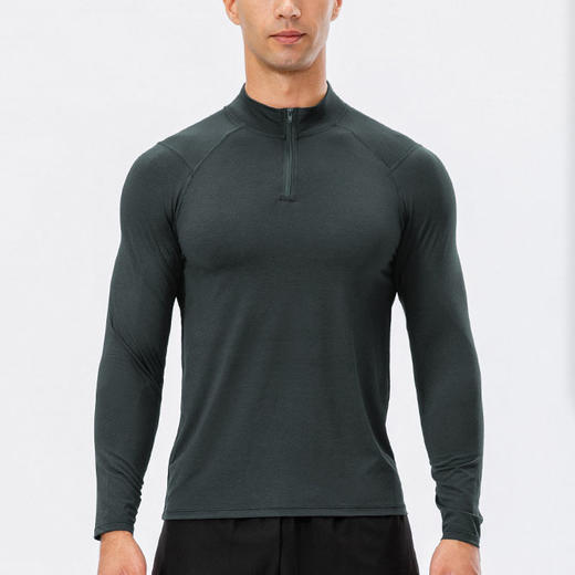 跃牌【欲动春风】男装系列 男士秋冬健身长袖速干跑步训练服半拉链修身套头运动卫衣11516 商品图0