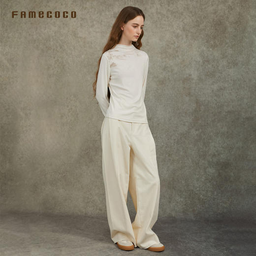 Famecoco范可儿小高领国风水墨印花套头羊毛打底衫FAC6BB003 商品图2