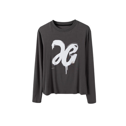 2024年新款白标~ 字母印花莱赛尔长袖T恤女宽松休闲大码打底衫上衣 商品图4