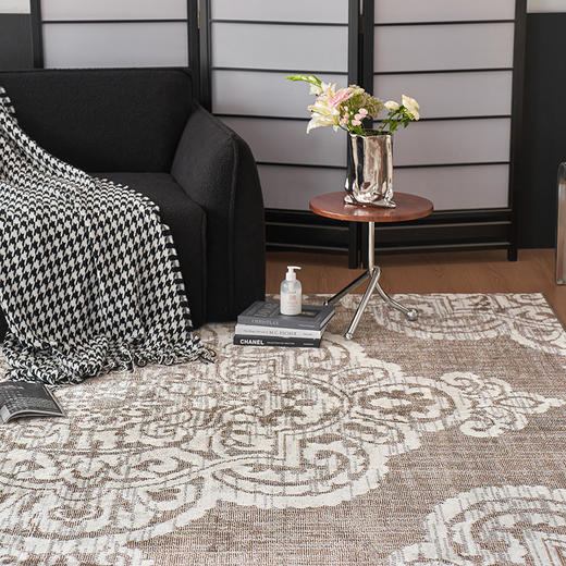 自然醒轻奢时髦拉波尔地毯高定轻奢扎染格纹条纹地毯客厅沙发卧室床边地垫防滑脚垫MT 商品图2