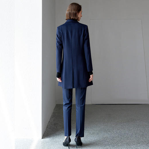 IWY/藏青色羊毛大衣女双面毛呢外套秋冬物业工服ND9020 商品图2