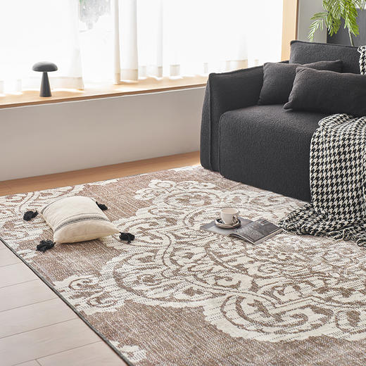 自然醒轻奢时髦拉波尔地毯高定轻奢扎染格纹条纹地毯客厅沙发卧室床边地垫防滑脚垫MT 商品图5