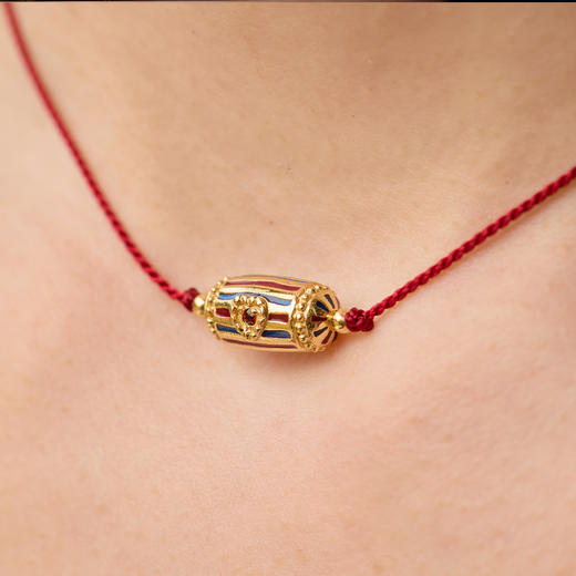 北京仓｜Dorothee sausset-Choker Rakhi Lola Enamel fil Rouge-红绳 22k镀金 石榴石 珐琅 转运珠 项链［法国设计师］ 商品图0