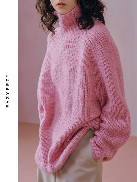 EAZYPEZY 2024AW 棒针松软大高领混色羊绒衫 商品图3