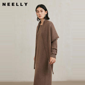 NEELLY纳俪商场同款冬季新款设计感羊毛针织连衣裙女气质通勤长裙N24102Y01069
