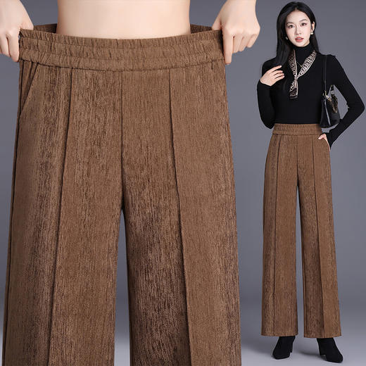 雀说安哥拉红灯芯绒垂感阔腿裤新款时尚洋气高腰直筒休闲裤AL2390 商品图2