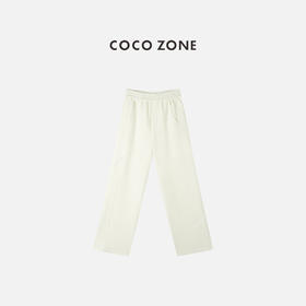 COCO ZONE 设计感松紧腰休闲裤简约显瘦直筒裤CC1D2418