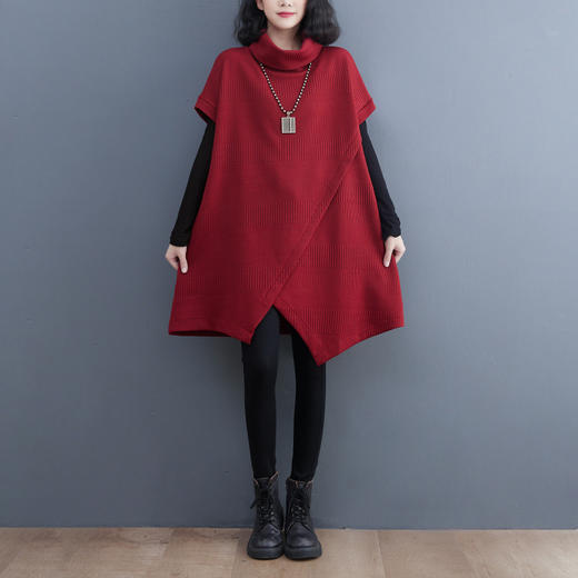 雀说文艺宽松大码女装套头A字不规则中长款连衣裙上衣ALB056-E0 商品图3