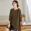CC-JDS-8873秋装长袖t恤女2024春秋新款不规则抽绳蝙蝠袖针织衫慵懒宽松毛衣 商品缩略图0