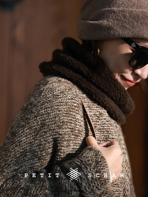 PETIT SCHAN小闪 CLO#413 Neck and neck 不分上下 牦牛绒手纺纱纯手编针织开衫大外套 商品图6