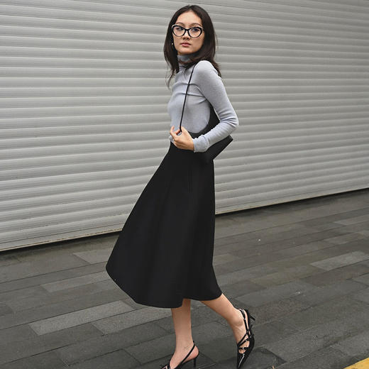 【顺丰包邮】82508 洛诗琳*丝毛赫本风高腰显瘦中长款半身裙03019 商品图3