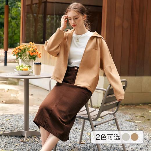 OLrain欧芮儿白色短外套女初秋2023年新款连帽休闲百搭宽松上衣 商品图1