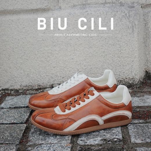BIUCILI 原创设计棕色马皮复古德训鞋休闲鞋 商品图3