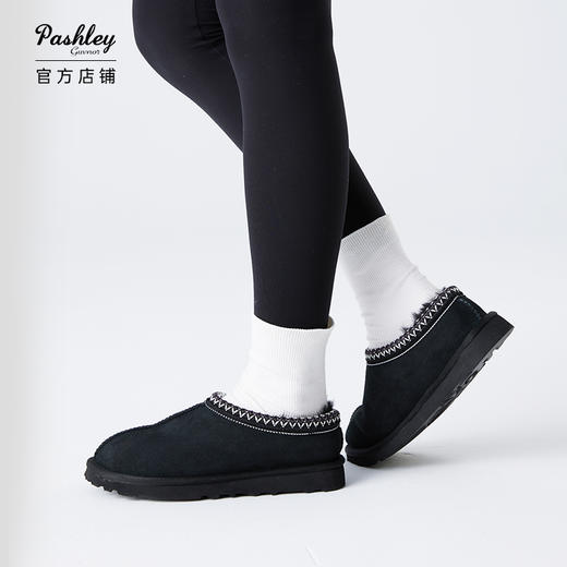【梅花出品】帕奢利民族女士羊皮毛一体拖鞋雪地靴浅口低帮懒人鞋HZ008L 商品图3