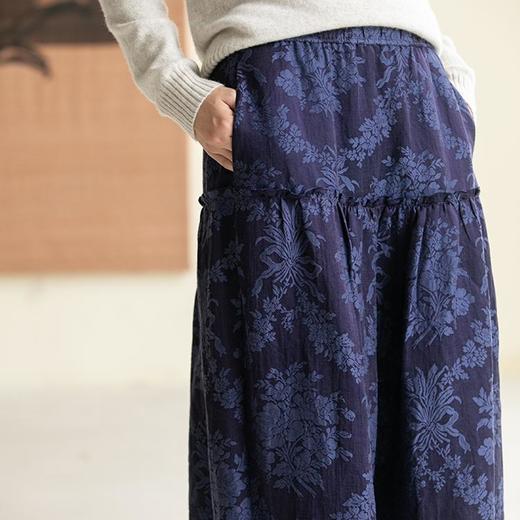 牧衣游原创提花丝麻混纺半裙------一束光 商品图3