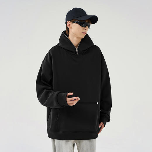 【加绒】【新款DSY】大依优型大码加绒连帽扎染拉链卫衣长袖加肥加大休闲运动上衣男打底衫胖子冬季保暖 商品图2