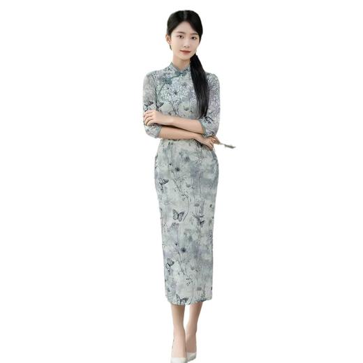 ZAYS-5282烂花绒旗袍2024秋季改良新中式高级感年轻款旗袍日常修身时尚旗袍 商品图4
