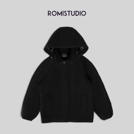 ROMI STUDIO黑色连帽羊毛外套R28W030 商品图0