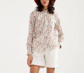 法国AIGLE女长袖衬衫粉白色AD504