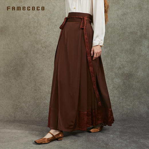 Famecoco范可儿高级缎感马面裙国风显瘦日常半身裙FAC6HA023 商品图1