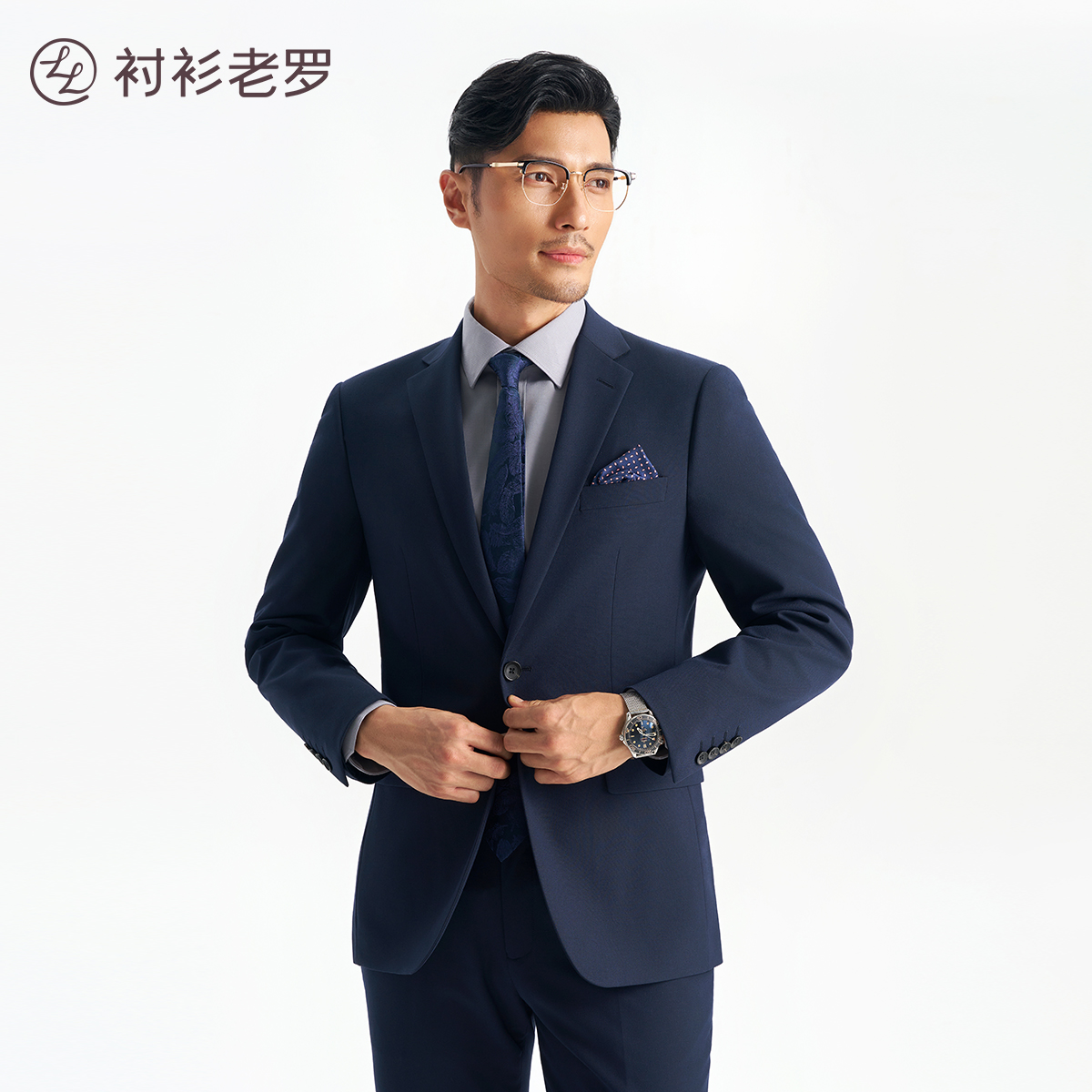 【总裁一号】平驳领双开衩套西西装MX2206