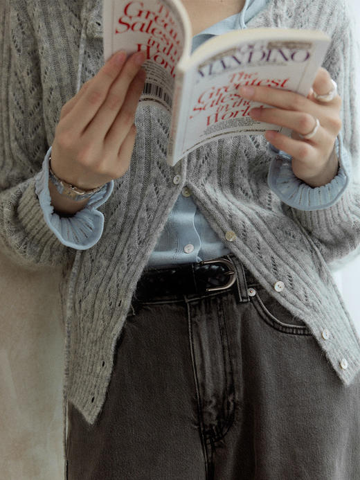 【现货】Even Vintage| 马海毛混纺 镂空挑孔温柔针织开衫外套冬春毛衣女 商品图3